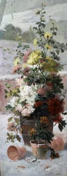 Saisonblumen - Winter. Gemälde von Eugene Henri Cauchois (1850-1911). Privatsammlung.