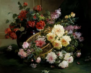 Die romantischen Blumen. Gemälde von Eugene Henri Cauchois (1850-1911) Privatsammlung.
