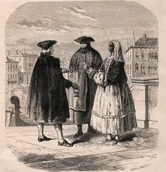 Der Mieter der Theaterzimmer in Venedig - Zeichnung von Viollat von Gaetano Zompini (1700-1778) - Die Berufe von Venedig