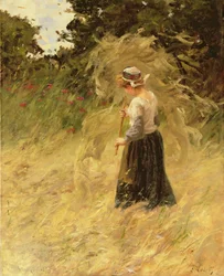 Ein Mädchen bei der Heuernte, 19. Jahrhundert