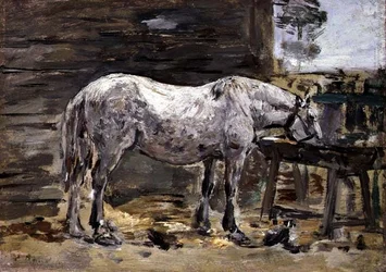 Ein Pferd trinkt, ca. 1885-90