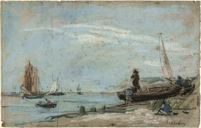 Strand mit Fischerbooten (recto); Landschaft mit Bauer, der ein Feld pflügt (verso)