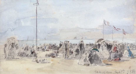 Menschen am Strand, Trouville, 1866