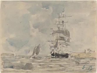 Meereslandschaft mit Segelschiff, ca. 1875