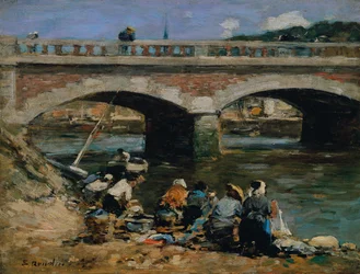 Wäscherinnen am Ufer der Touques, um 1883-87