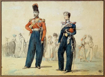 Ballanzug: zwei Männer in Militäruniform