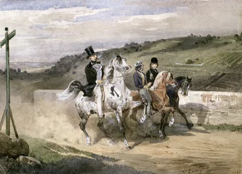 Horace Vernet und seine Kinder reiten auf dem Land