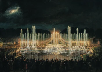 Illuminierte Brunnenvorführung im Bassin de Neptune zu Ehren von Prinz Francisco de Assisi de Bourbon (1822-1902) am 21. August 1864