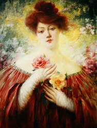 Mädchen mit Rosen, ca. 1900