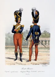 Cent-Suisses, Caporal große Uniform, Adjutant-Major Leutnant kleine Uniform, 1814-17