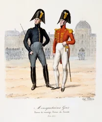 Mousquetaires Gris, Tenue de Manège und Tenue de Société, 1814-15