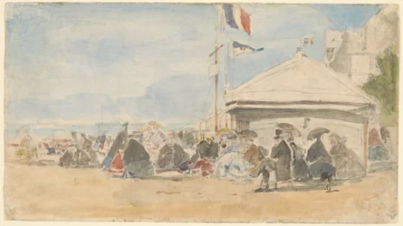 Strandhaus mit Fahnen in Trouville