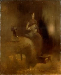 Frau mit einem Baby auf dem Schoß