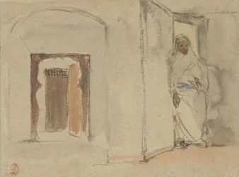 Araber vor der Tür seines Hauses