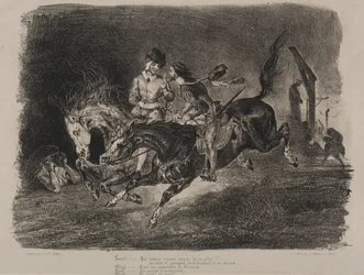 Illustrationen zu Faust: Faust und Mephistopheles reiten auf dem Sabbat