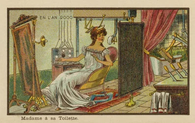 Eine Dame bei ihrer Toilette im Jahr 2000