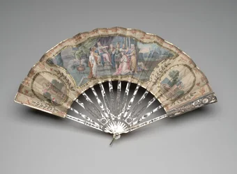 Faltfächer mit einem alttestamentlichen Motiv, möglicherweise Adonija vor Salomo, ca. 1770er Jahre (Mischtechnik)
