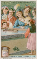 Gulliver in einem Spielzeugboot