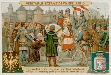 König Rudolf I. zieht 1276 in Wien ein