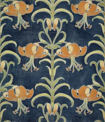 Lilien-Design für Tapeten oder Textilien, 1896