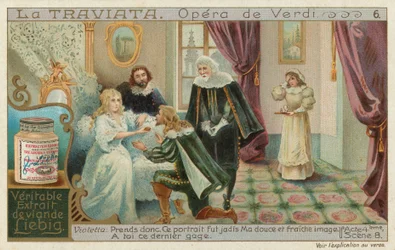 Rodolphe bittet die sterbende Violetta um Vergebung