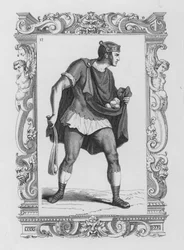 Römischer Soldat mit Schleuder