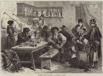 Skizzen in Spanien, eine Taverne in den Vororten von Madrid (Stich)