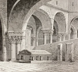 Grab von Gottfried von Bouillon in der Kirche des Heiligen Grabes, Jerusalem, ca. 1880