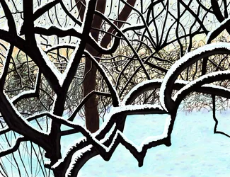 Kirschbaum im Schnee, Brooklyn