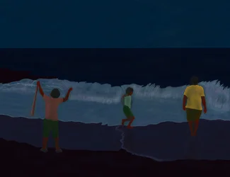 Final Fire Island Strand bei Nacht
