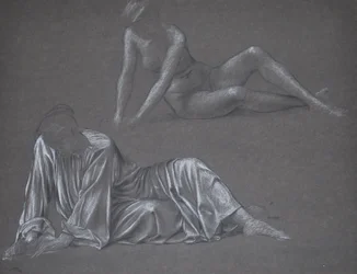 Doppelstudie für Earthbound - liegende weibliche Figur, 1897