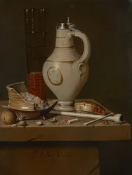 Stilleben mit Raucherutensilien und Bierkrug
