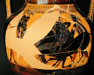 Kampfszene. Schwarzfigurige Amphore