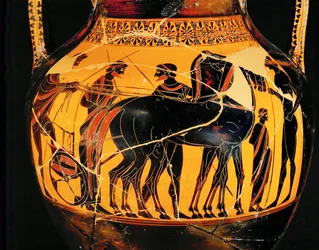 Die Abfahrt des Kriegers in seinem Streitwagen