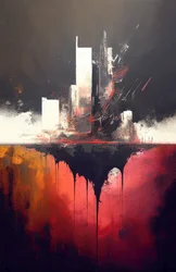 Abstrakte rote Malerei, dicke Pinselstriche