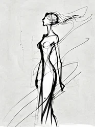 Mädchensilhouette, Linienzeichnung, minimalistische Wandkunst