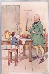 David speiste mit Mr. McCawber im Gefängnis, Illustration aus David Copperfield, 1914
