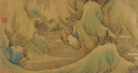 Reisen im Morgengrauen in den verschneiten Vorgebirgen, Qing-Dynastie, 17. Jahrhundert