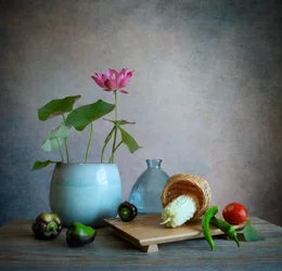 Stillleben mit rosa Lotusblüten