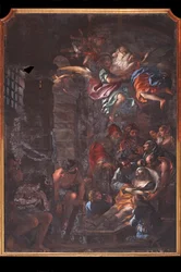 Der Tod des heiligen Rochus in einer Gefängniszelle in Arona