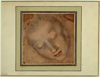 Frauenkopf mit festen Augen