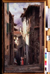 Straßenszene in Bellagio, Italien
