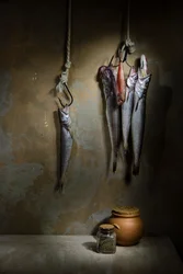 Rustikales Fisch-Stillleben