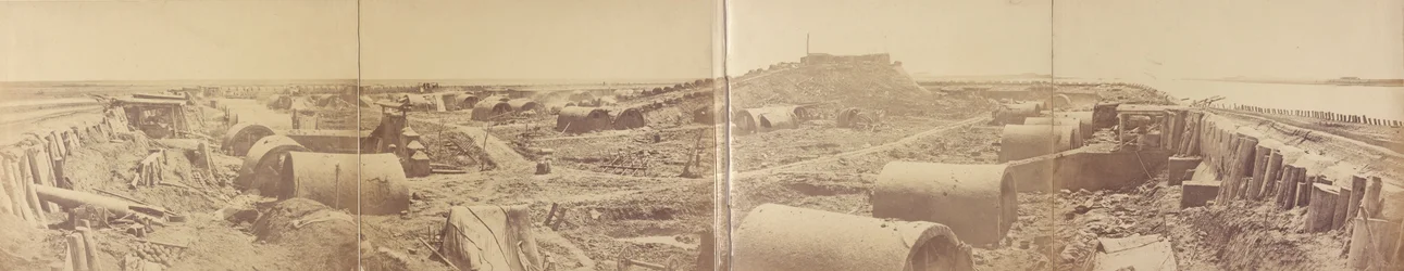 Rückseite des Taku-Nordforts nach seiner Eroberung, zeigt den Rückzug der chinesischen Armee