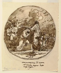 Deckengestaltung für die Weihe von Numa, Sala di Numa Pompilius, Palazzo Milzetti, Faenza