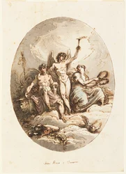 Entwurf für Wand- oder Deckendekoration mit Bacchus, Hymen und Venus