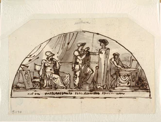 Entwurf für ein Lünettenbild mit Allegorie der Bildhauerei