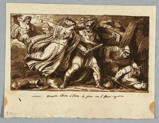 Blatt aus einem Skizzenbuch: Minerva befiehlt Odysseus, Frieden mit den Freiern der Penelope zu schließen, vor 1805