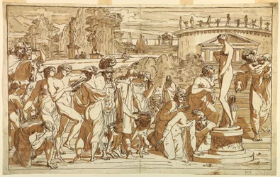 Anbetung der Venus in einer klassischen Landschaft, ca. 1820