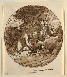Numa Pompilius betet Jove auf dem Aventin an, Deckengestaltung für die Sala di Numa Pompilius, Palazzo Milzetti, Faenza